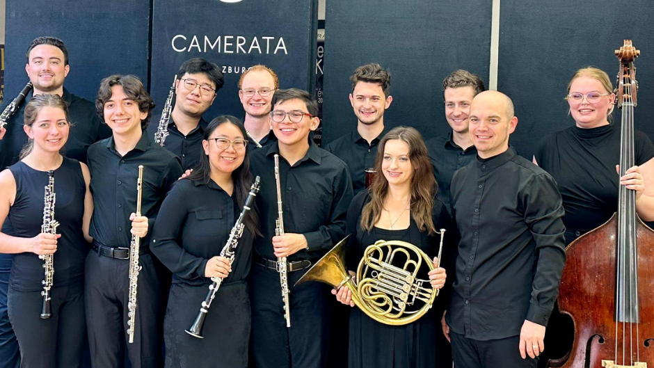 Roy McLerran and fellow Frost School of Music Students after their final performance at Camarata Hall in Salzburg. Photo courtesy of Roy McLerran.