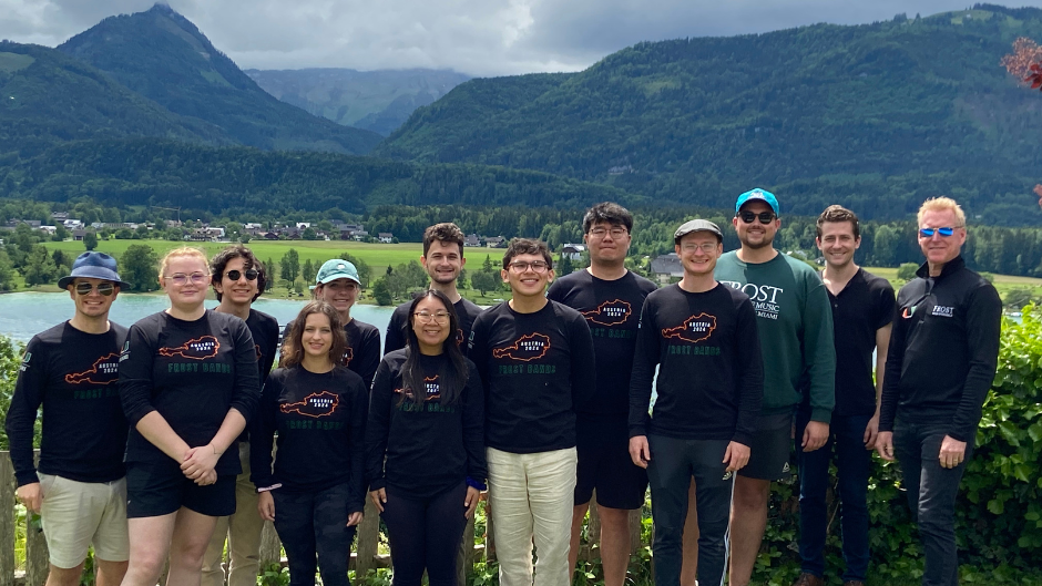 Frost School of Music students while hiking along Wolfgangsee Lake outside of Salzburg. Photo courtesy of Roy McLerran.