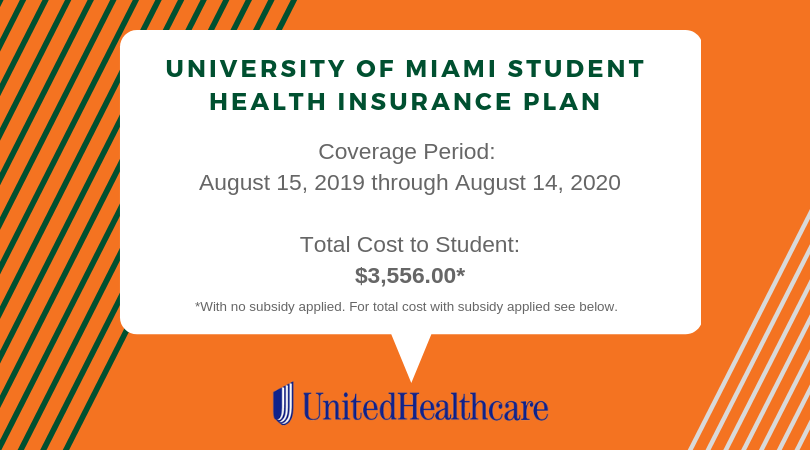 Coverage period august 15, 201999- august 14, 2020; total cost to student $3,556.00
