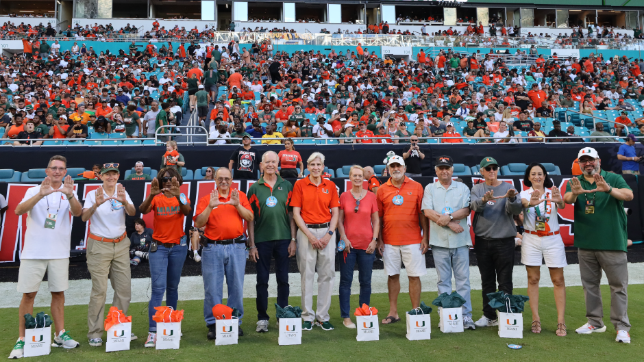Faculty and staff members honored during football game