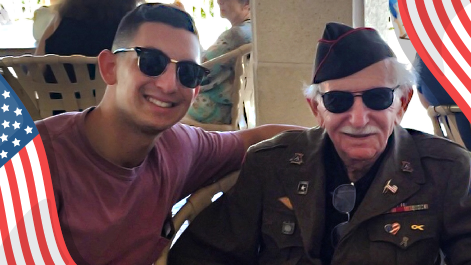 Evan Butters with his grandfather and WWII veteran Ben Goldman