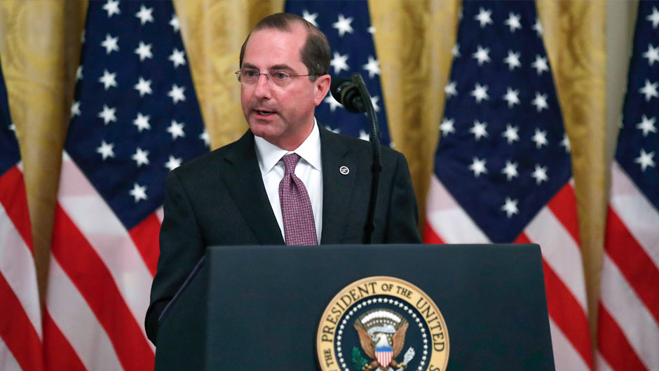 Health and Human Services Secretary Alex Azar speaks about protecting seniors, in the East Room of the White House, Thursday, April 30, 2020, in Washington. (AP Photo/Alex Brandon)
