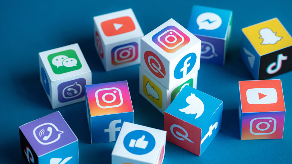 Building blocks depicting social media icons