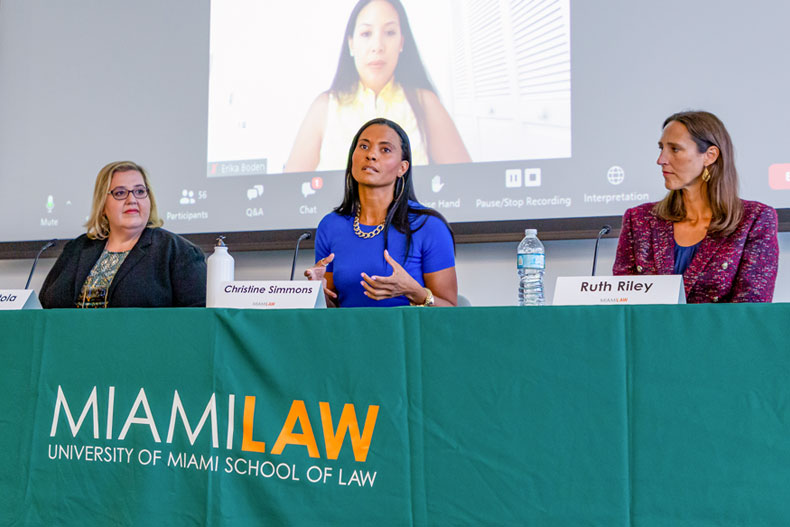 Christine Simmons speaks during Miami Law's Global Entertainment & Sports Law + Industry Conference. Photo: Jenny Abreu for the University of Miami