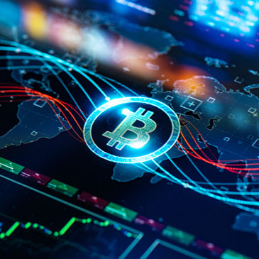 Stock image shows computer tracking Bitcoin cryptocurrency