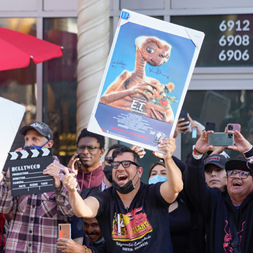 Fans call for director Steven Spielberg as he arrives at a 40th anniversary screening of his classic 1982 film "E.T. the Extra-Terrestrial" on the opening night of the TCM Classic Film Festival, Thursday, April 21, 2022, at the TCL Chinese Theatre in Los Angeles. (AP Photo/Chris Pizzello)