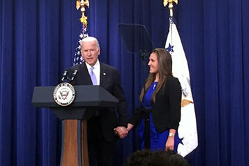 Vice President Joe Biden recognizes UM nursing student Valerie Halstead