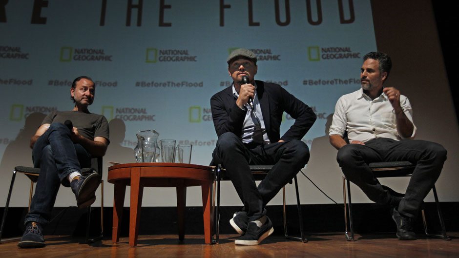 Leonardo DiCaprio was at UM with actor Mark Ruffalo and director Fisher Stevens for the screening of his documentary film on climate change, Before the Flood.