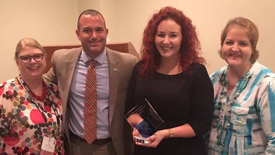 Jody Conway (NASPA Region III Summer Symposium Awards Co-Chair; University of Tampa); Anthony DeSantis (NASPA Region III Director; University of Florida); Heather Stevens; Lorie Kittendorf (NASPA Region III Summer Symposium Awards Co-Chair; University of Tampa)