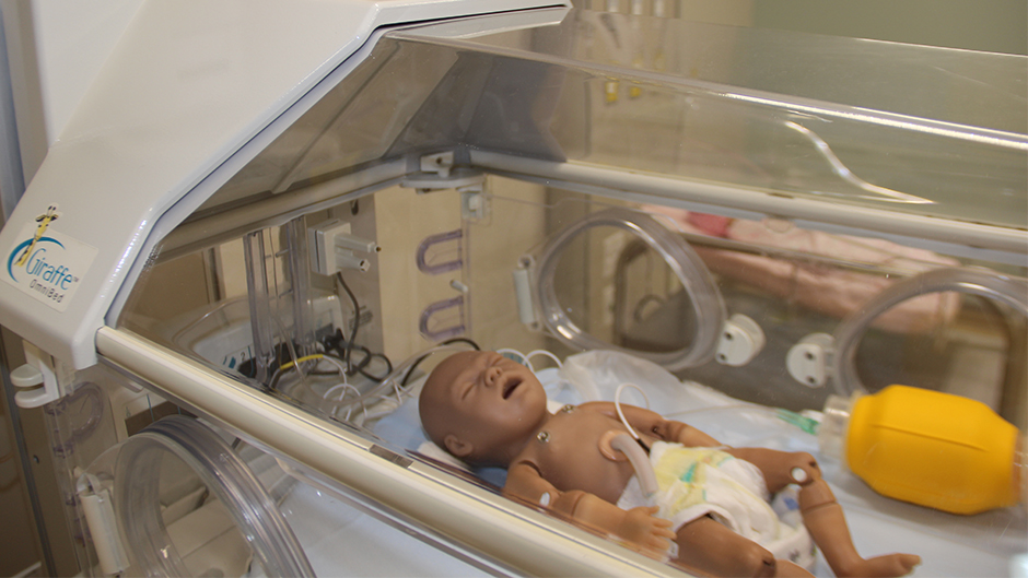 life-like baby at the Simulation Hospital