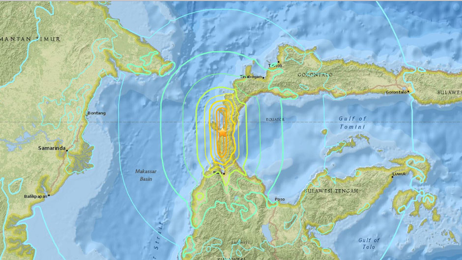 Map of the September 28, 2018 earthquake near Palu, Indonesia (source: USGS)