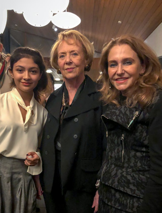 Felicia Knaul (right) with Vigdís Finnbogadóttir, former president of Iceland, and her daughter, Mariana Frenk-Knaul, who is attending as a delegate of the forum's Girls2Leaders initiative.