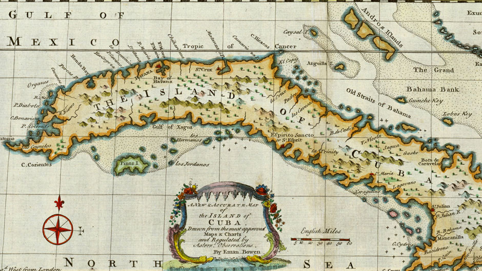 Map of the island of Cuba