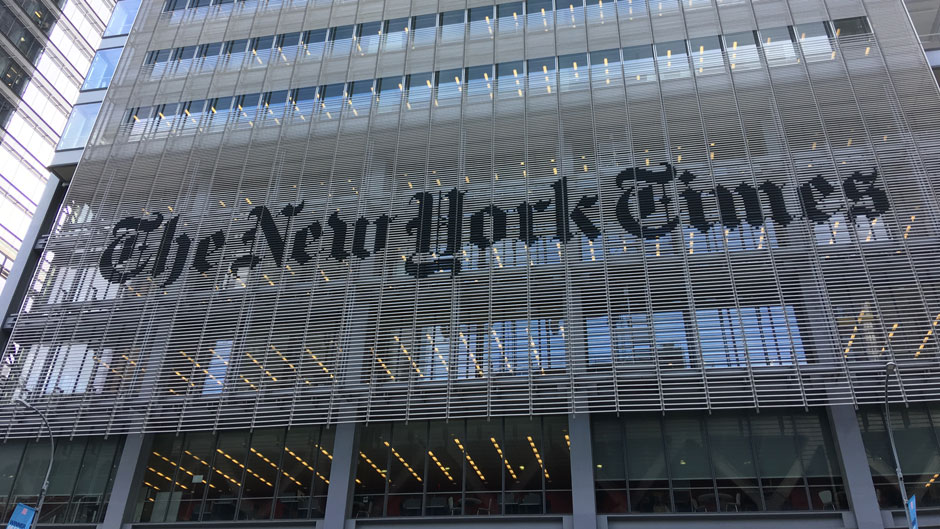 Exterior of The New York Times headquarters