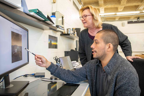 Victoria Coverstone with postdoctoral student Luis Rodriguez