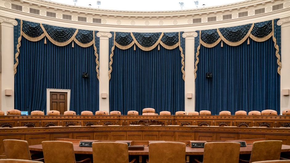 The House Ways and Means Committee hearing room, where the first public session will be held. Photo: Associated Press