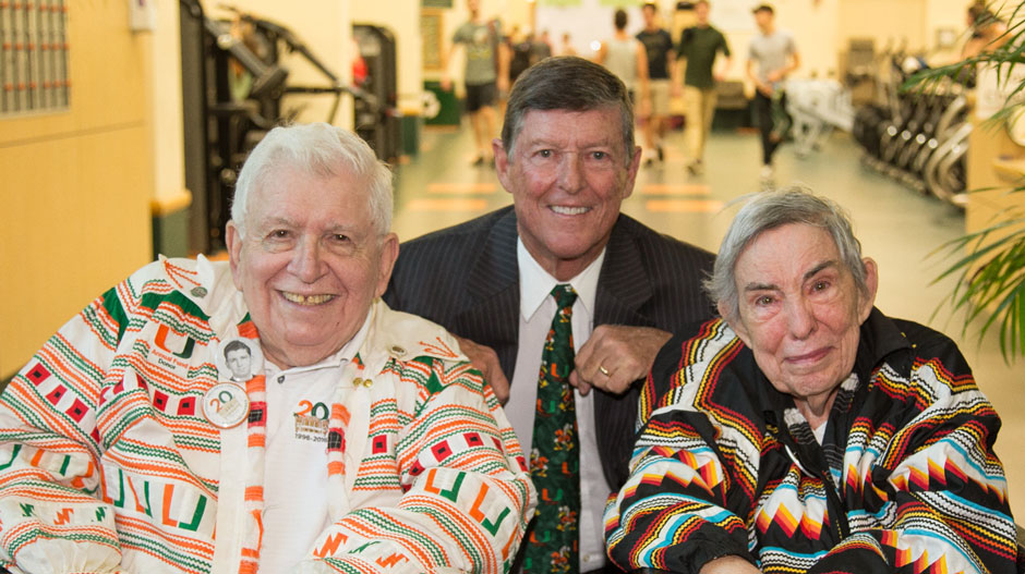 Norm Parsons (center) with Allan and Patti Herbert at the Herbert Wellness Center