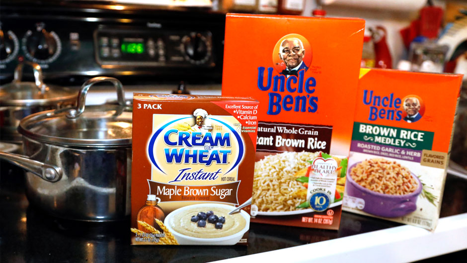 Cream of Wheat packaging along with Uncle Ben's rice is shown on Thursday, June 18, 2020 in Jackson, Miss. Cream of Wheat and Mrs. Butterworth are the latest brands reckoning with racially charged logos. The soul-searching comes in the wake of PepsiCo's announcement Wednesday that it's renaming its Aunt Jemima syrup brand. Mars Inc. says it's also reviewing its Uncle Ben's rice brand. (AP Photo/Rogelio V. Solis)