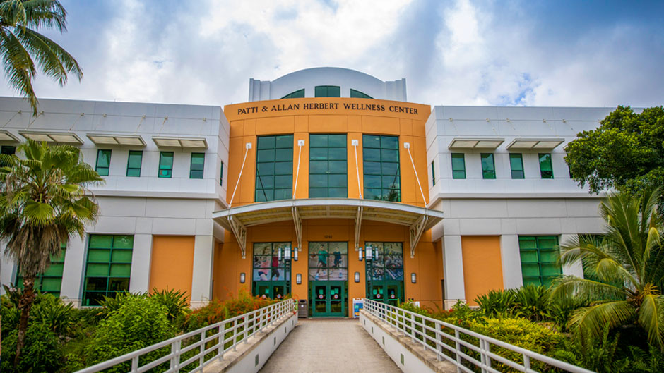 An exterior view of the Herbert Wellness Center on the Coral Gables Campus. Photo: TJ Lievonen/University of Miami