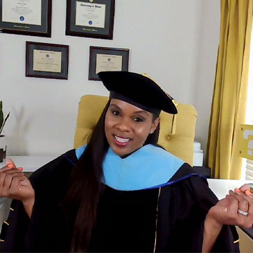 Tierini Hodges-Murad, a double-alumna of the University of Miami, delivered the keynote address during Tuesday's virtual Senior Mwambo ceremony.
