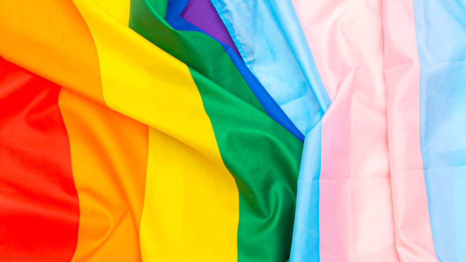 Transgender and gay rainbow flags (Pride)