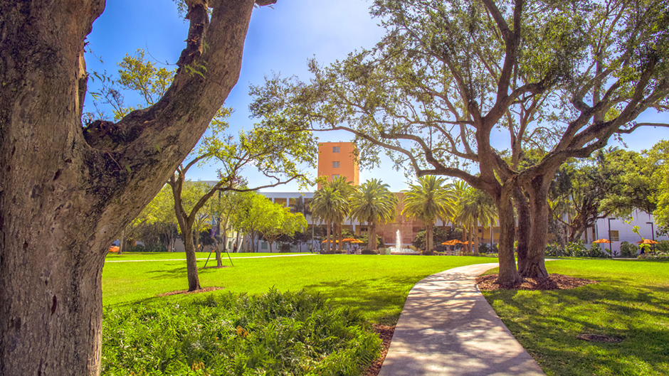 Path leading to Merrick Building on the Coral Gables Campus