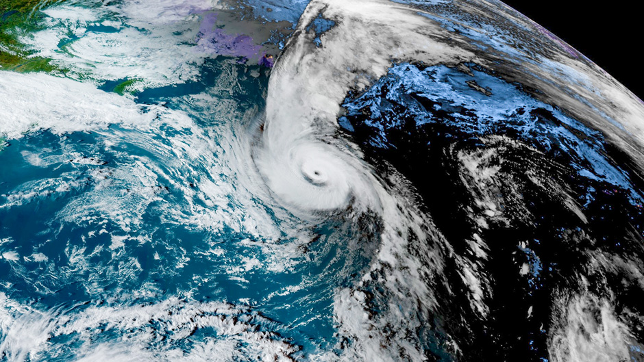 Hurricane Sam located over the far North Atlantic. Satellite image NOAA