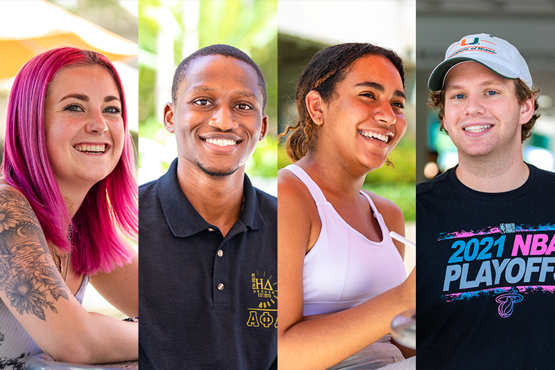 Profile photos of four students who shared their plans for the upcoming fall break.