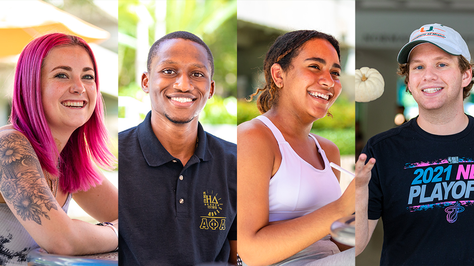 Profile photos of four students who shared their plans for the upcoming fall break.
