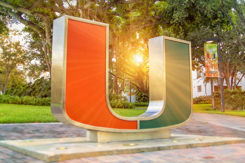 U Statue on the Coral Gables Campus. Photo: Mike Montero/University of Miami