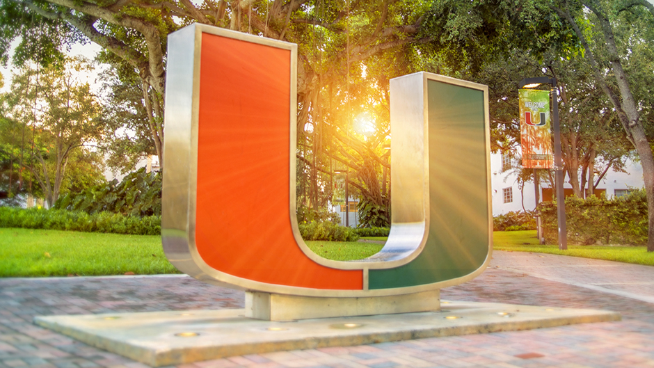 U Statue on the Coral Gables Campus. Photo: Mike Montero/University of Miami