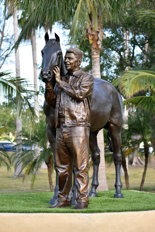 A Man and a Horse. Ronald Reagan Equestrian Monument 