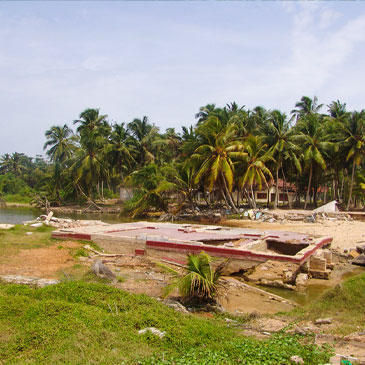 This photo, taken in Sri Lanka seven months after the 2004 Indian Ocean tsunami, shows the foundation of a house that was washed away by the wave. Photo courtesy Suresh Atapattu 