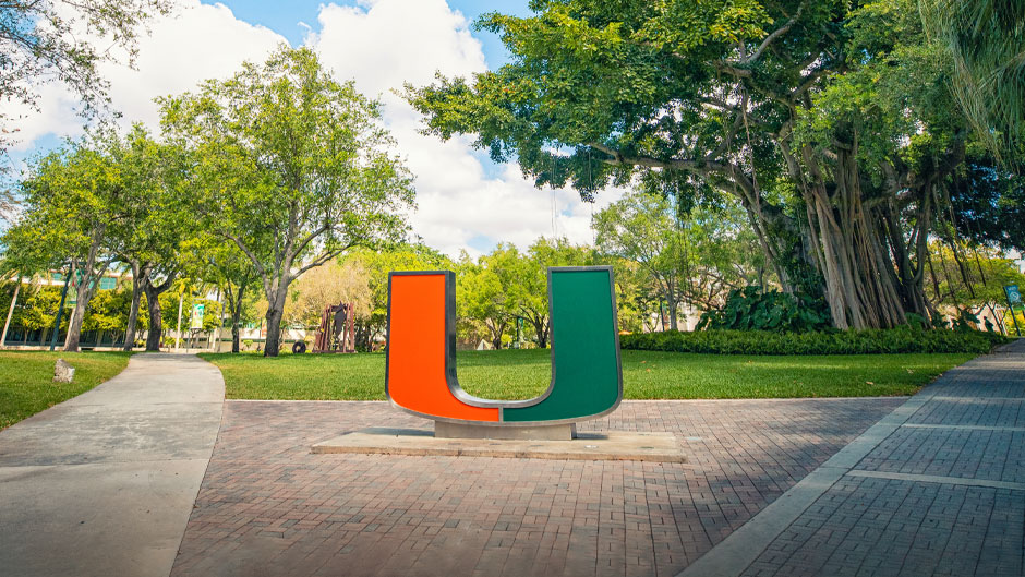 The U Statue on the University of Miami Coral Gables Campus. Photo: Mike Montero/University of Miami