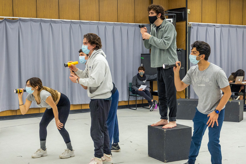 Students photographed during a rehearsal for the upcoming production, "The Curious Incident of the Dog in the Night-Time." Photo: Evan Garcia/University of Miami