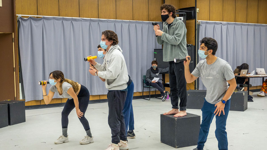 Students photographed during a rehearsal for the upcoming production, "The Curious Incident of the Dog in the Night-Time." Photo: Evan Garcia/University of Miami