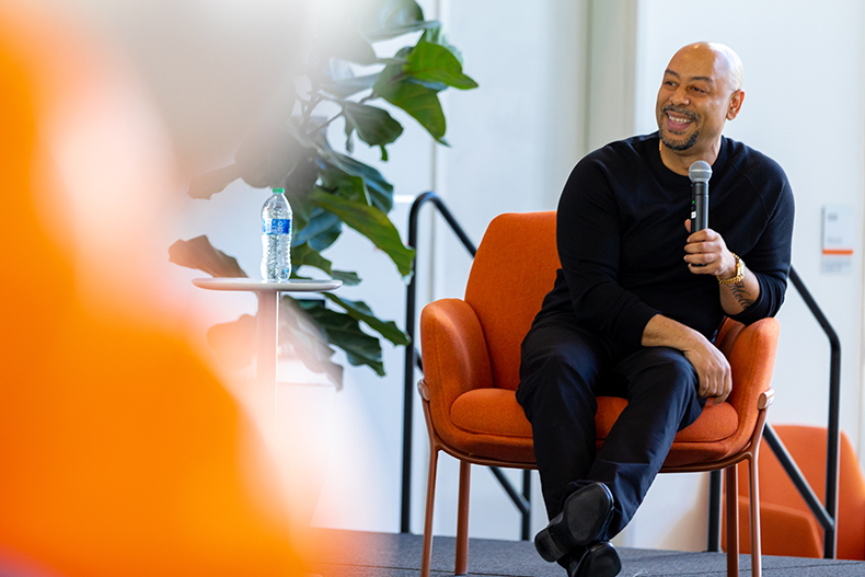 The keynote speaker at the 2022 Students of Color Symposium was Raymond Santana, a criminal justice advocate and member of the Exonerated Five. Photo: Jenny Hudak/University of Miami
