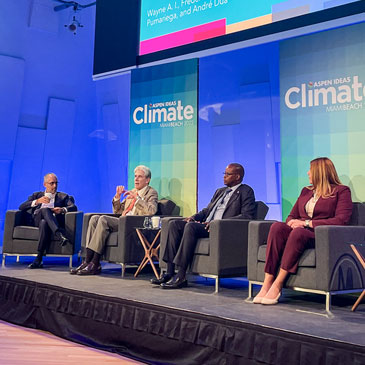 President Julio Frenk participated in a panel discussion at the Aspen Ideas: Climate conference on Miami Beach.