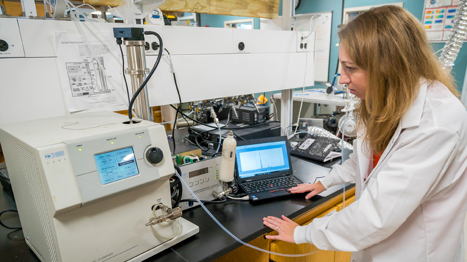 Cassandra Gaston, who uses state-of-the-art techniques to characterize the size and composition of aerosols and to quantify trace gases in the atmosphere, spearheaded the acquisition of an NSF grant that will upgrade the Rosenstiel School's Barbados Atmospheric Chemistry Observatory that she directs.