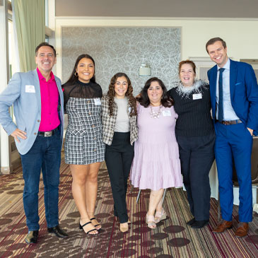 From left are Jack Miller, Arianna Gonzalez, Julie Schoen, Marcia Gomez, Heidi Carr, and Nathaniel Derrenbacher. Photo: Jenny Hudak/University of Miami
