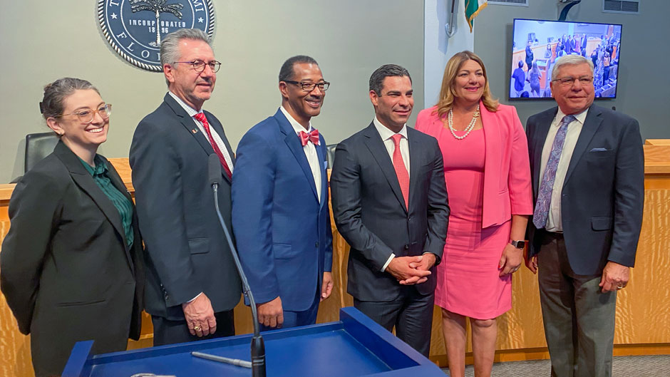 Representatives of four local universities and colleges at the Venture Miami press conference on Wednesday, Oct. 12, 2022.