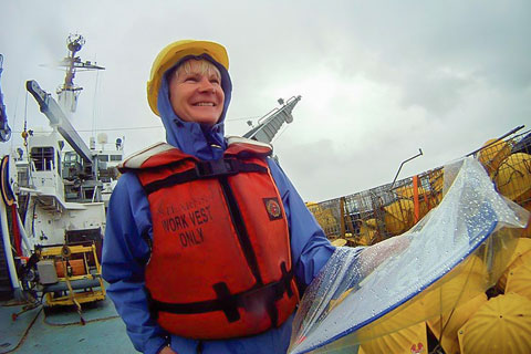 Lisa Beal aboard a research vessel.