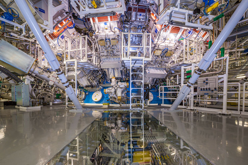 The National Ignition Facility (NIF) Target Bay at the Lawrence Livermore National Laboratory, where the breakthrough in nuclear fusion was made.  Damien Jemison/Lawrence Livermore National Laboratory 