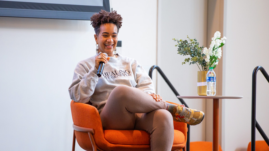 Alex Elle, a New York Times bestselling author and restorative writing teacher, shared her thoughts during the Students of Color Symposium on Saturday about the significance of protecting your mental health and practicing well-being.