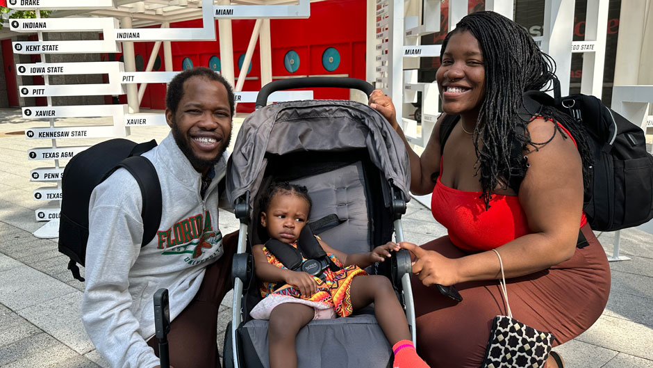 Mardochee Monestime and his wife, Jahaana, and their daughter, Eliyanah, 1 1/2, moved to Houston about four months ago. 
