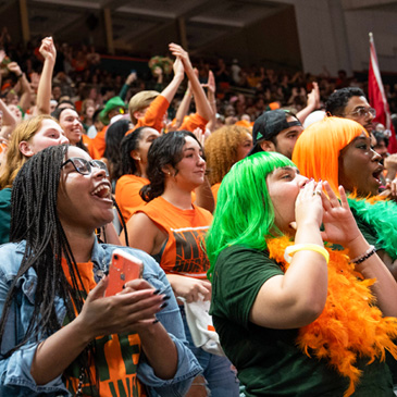 Students packed the Watsco Center for a Final Four game watch party. Photo: Matthew Rembold/University of Miami