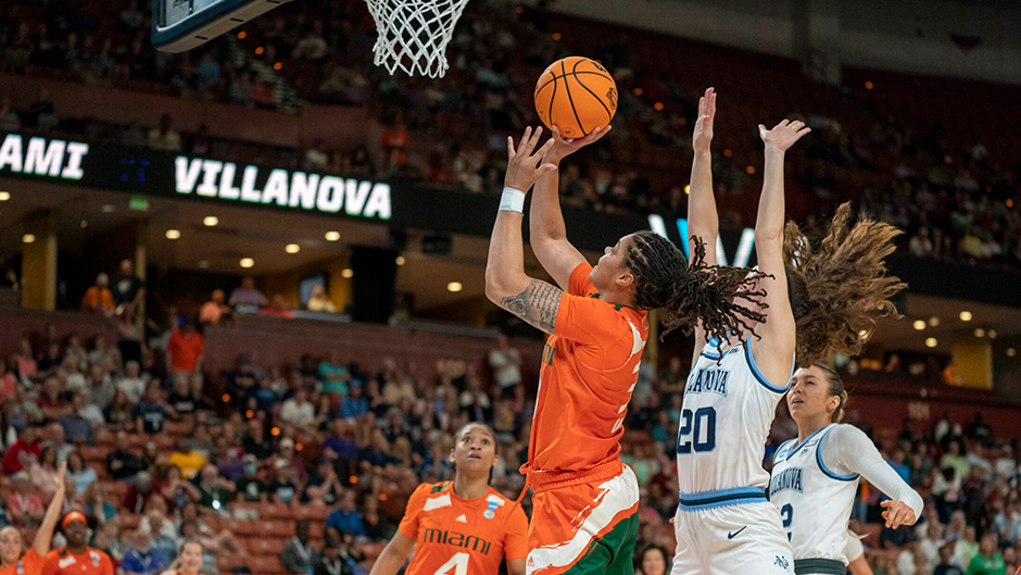 Miami Hurricanes women's basketball team takes on Villanova Wildcats. 