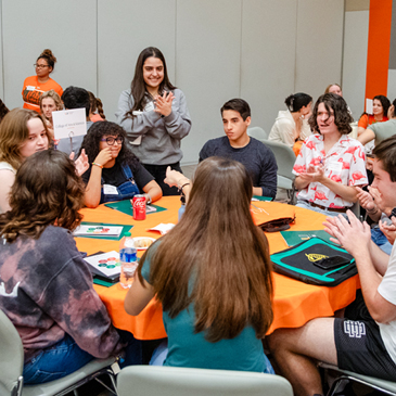 New and current students engage in discussion during 'Canes Connect. Photo: Mariano Copello