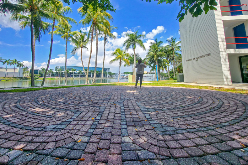 Coral Gables, FL- 09-18-2023--Photo by Joshua Prezant/University of Miami—Campus Labyrinth (Located overlooking the Lake, on the sidewalk path by the residential colleges) 1231 Theo Dickinson Dr, Coral Gables, FL 33146