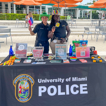 University of Miami Police Department at a community event on the Lakeside Patio.